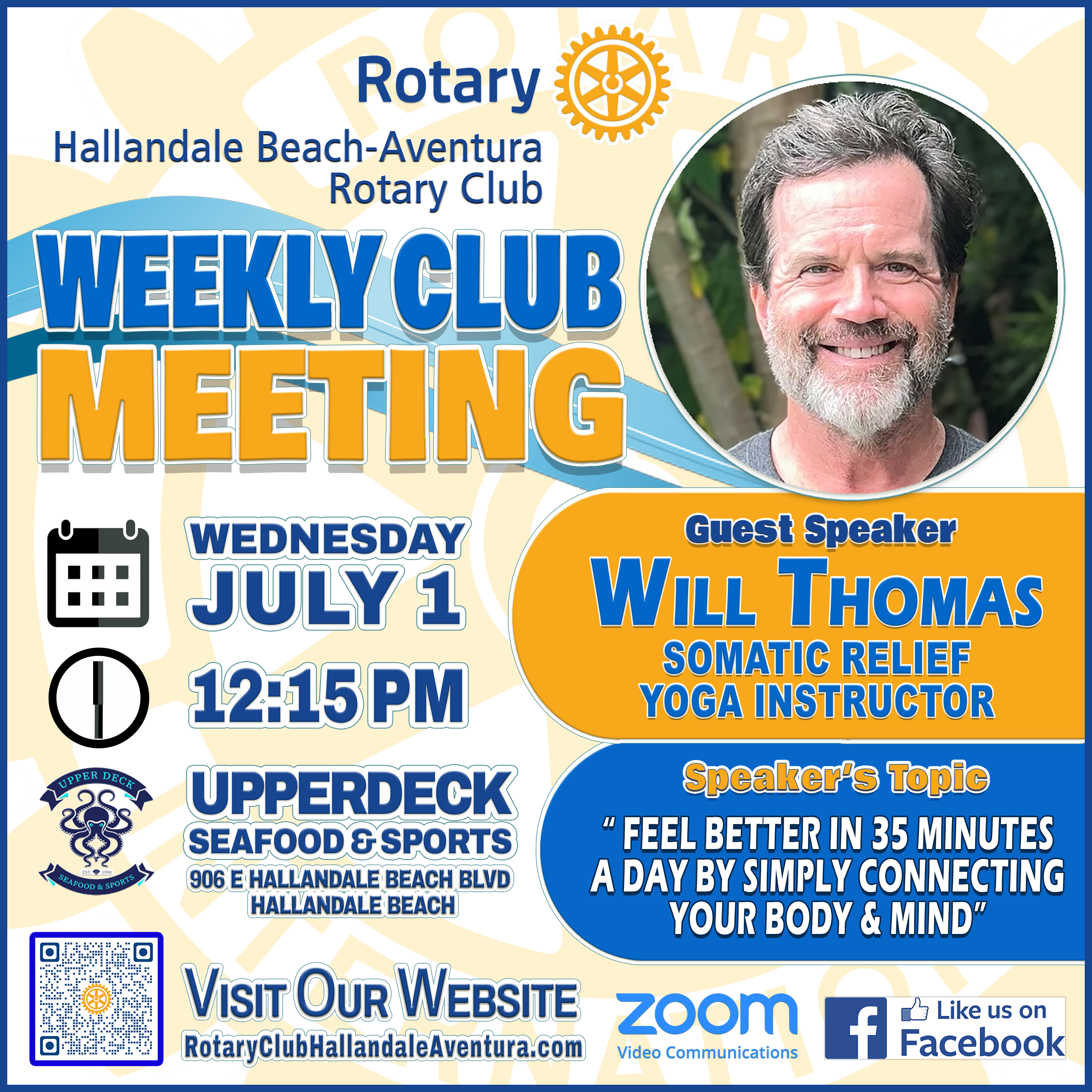 Weekly Club Meeting: Wed., Jul 1, @ 6:00 pm